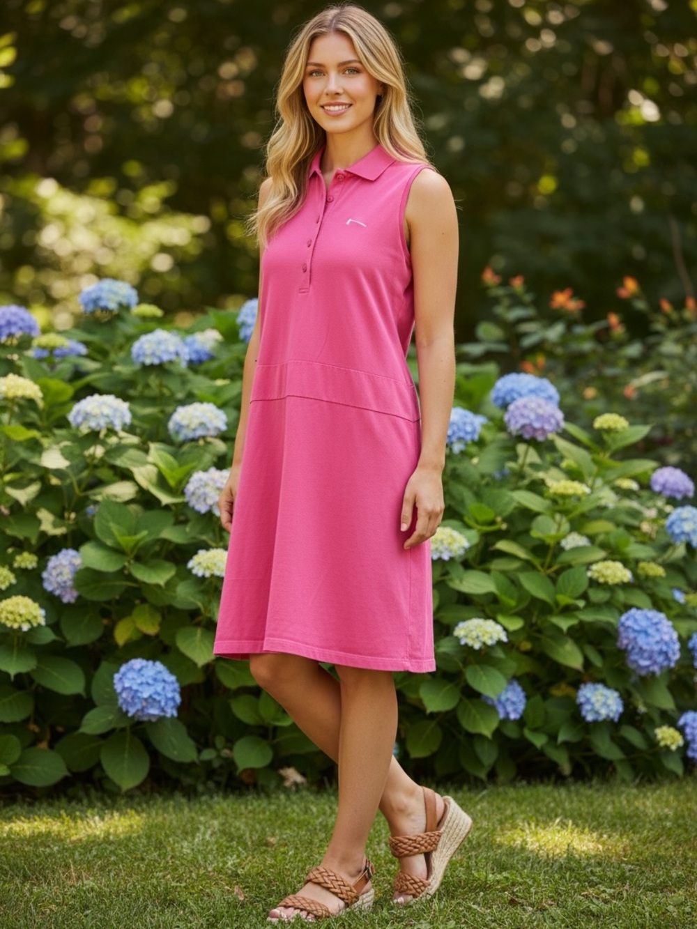 Peter Millar Pink Sleeveless Polo Dress Atlanta Braves Tomahawk Size M